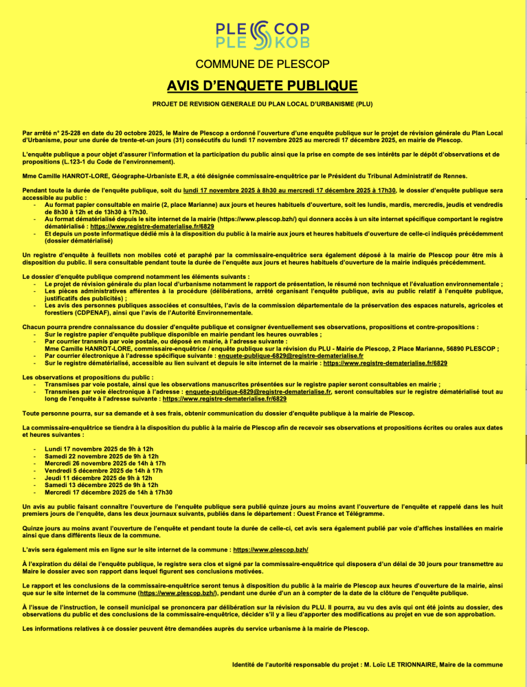 Avis d'enqute publique